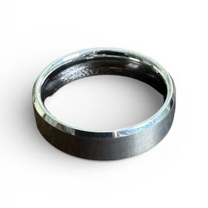 Tungsten Ring 6mm Brushed Silver with Beveled Edge size 9